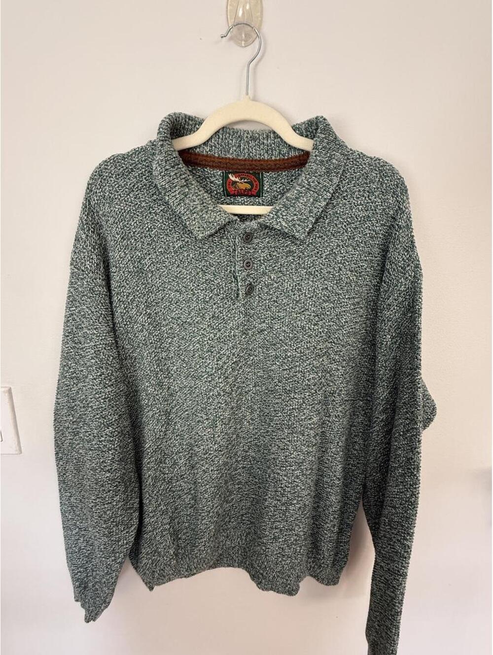 Vintage Men/Unisex Knit Sweater Quarter Button Pullover